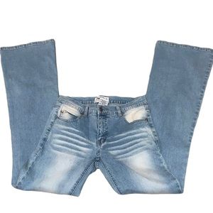 Y2K Hydraulic Extreme Acid Wash Whisker Front Stain Back Bootcut Flare Jeans 4